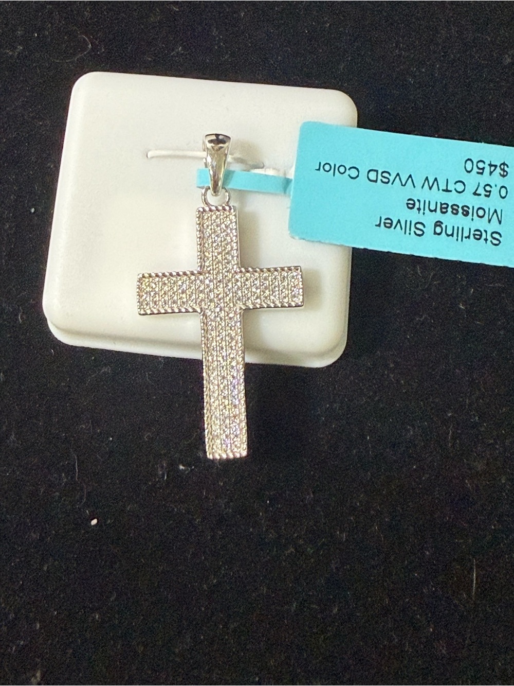 Sterling Silver Moissanite Cross Necklace